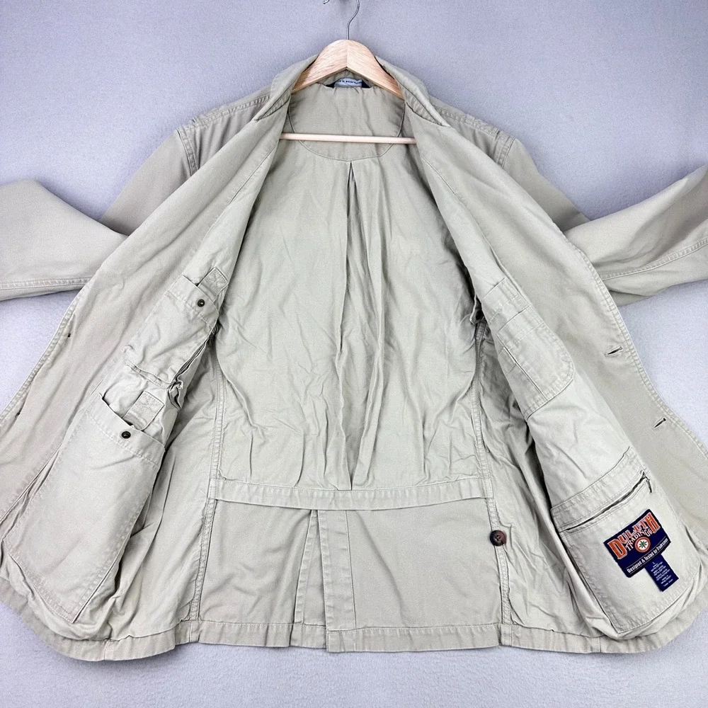 Duluth Presentation Blazer Jacket Mens Large‎ Khaki Cotton Canvas Fire Hose Work